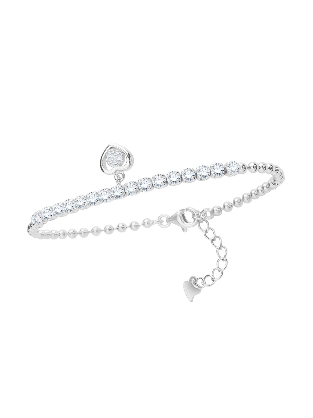 

ANAYRA Women White & Silver-Toned Sterling Silver Cubic Zirconia Link Bracelet