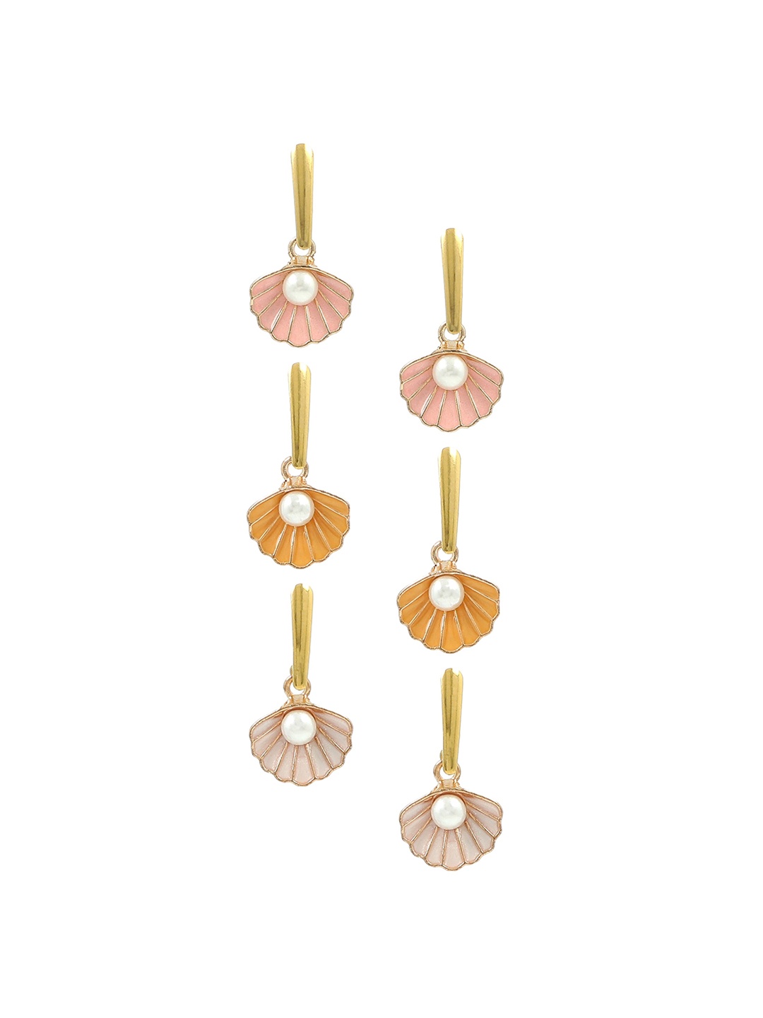 

EL REGALO Pink & Orange Contemporary Drop Earrings Set of 3