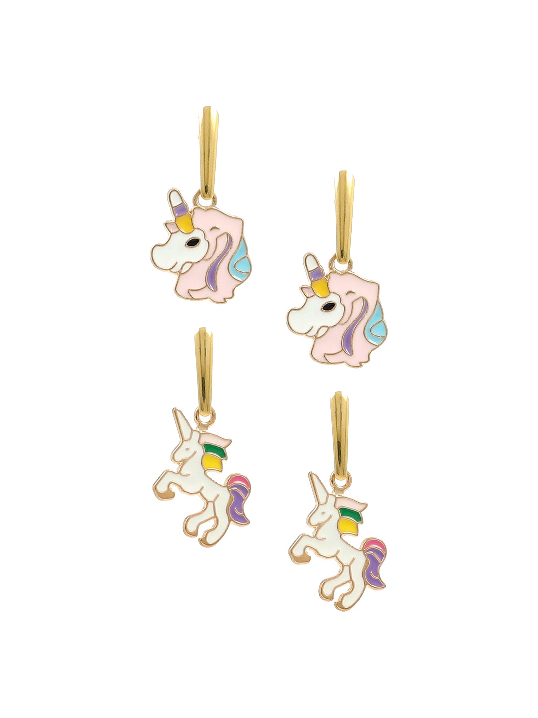 

EL REGALO Pink & White Animal Shaped Drop Earrings Set of 2