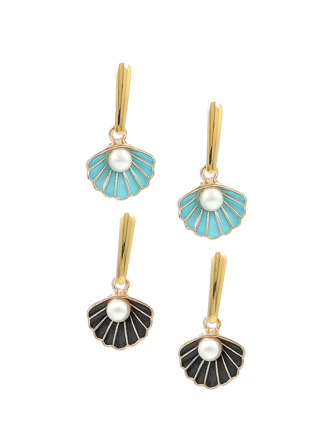 

EL REGALO Blue & Black Contemporary Studs Earrings Set of 2