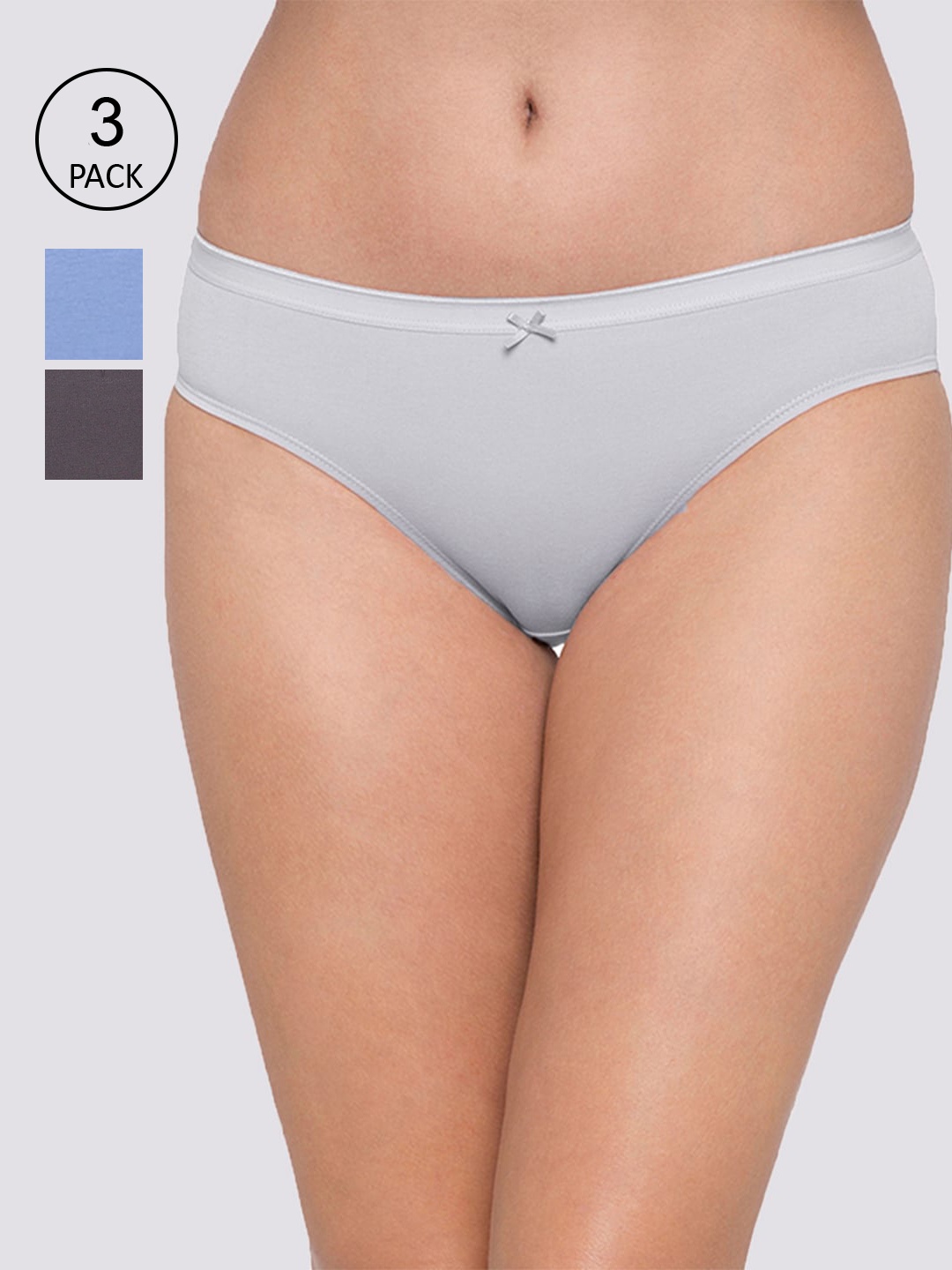 

Candyskin Women Pack of 3 Solid Mid-Rise Hipster Briefs, Blue