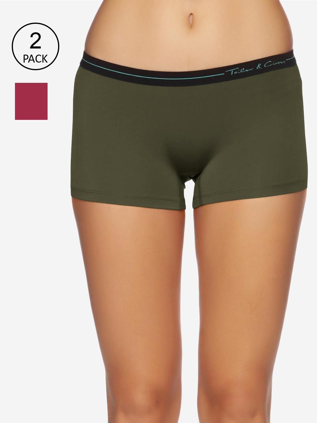 

Tailor & Circus Pack of 2 Maroon & Olive Green Anti-Bacterial Boys Short