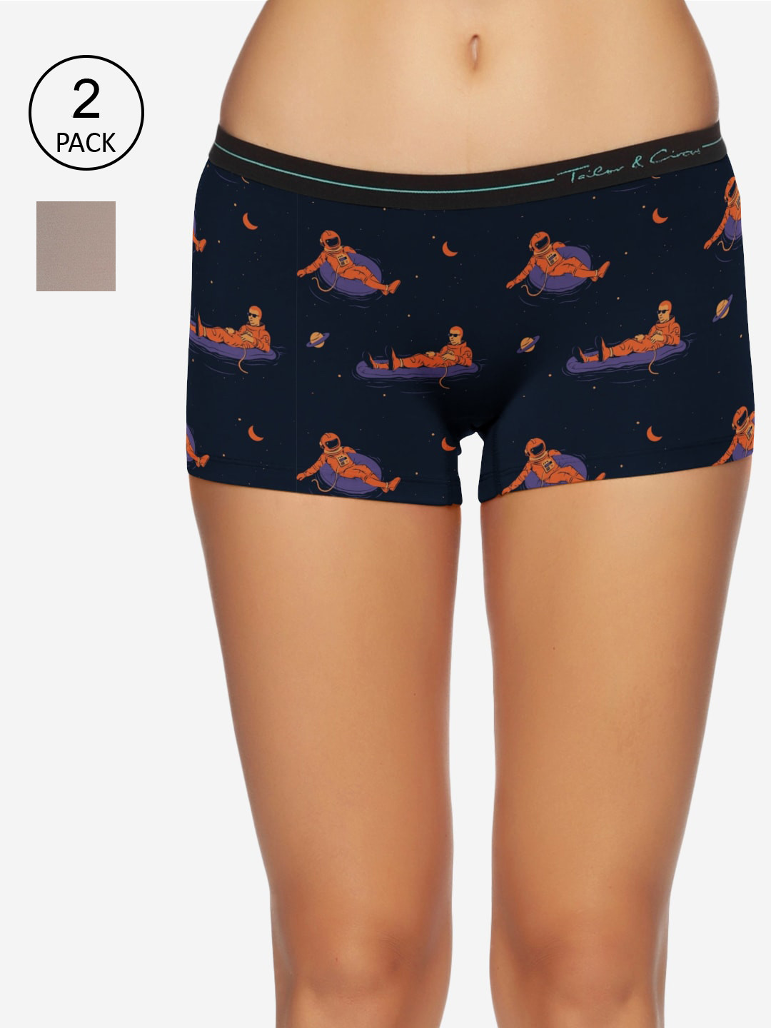 

Tailor & Circus Women Pack of 2 Anti-Bacterial Boy Shorts BS_2PK_LC_GM, Navy blue