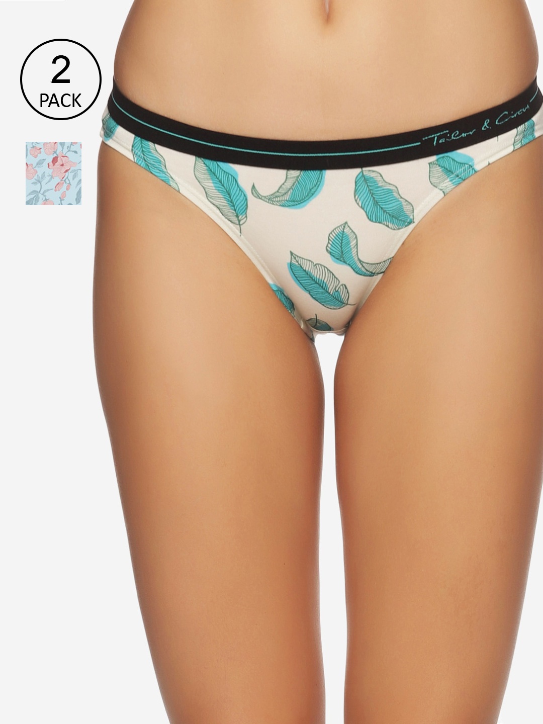 

Tailor & Circus Women Pack of 2 Printed Anti-Bacterial Bikini Briefs BK_2PK_FL_SP, Off white