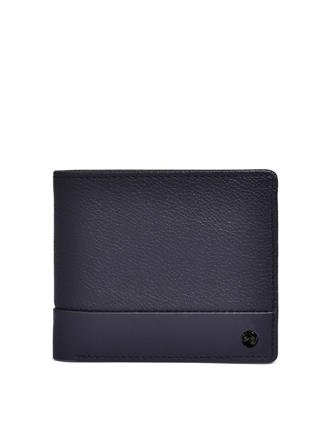 

Belwaba Men Black Textured Leather Two Fold Wallet