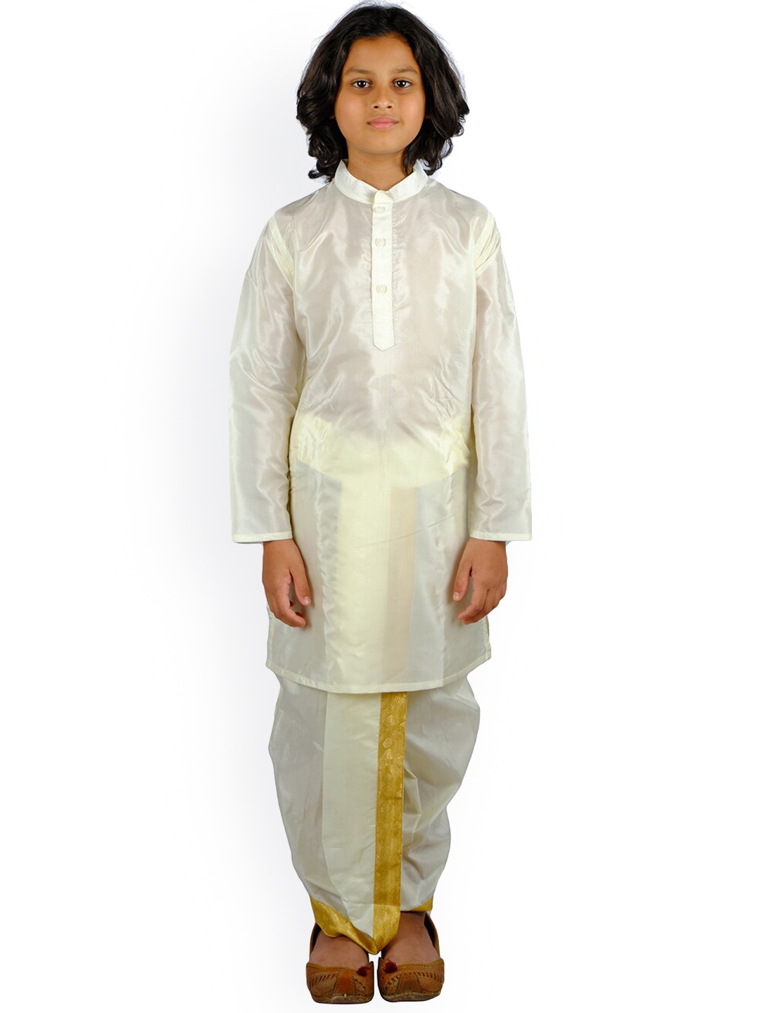 

Sethukrishna Boys Cream-Coloured Kurta with Dhoti Pants