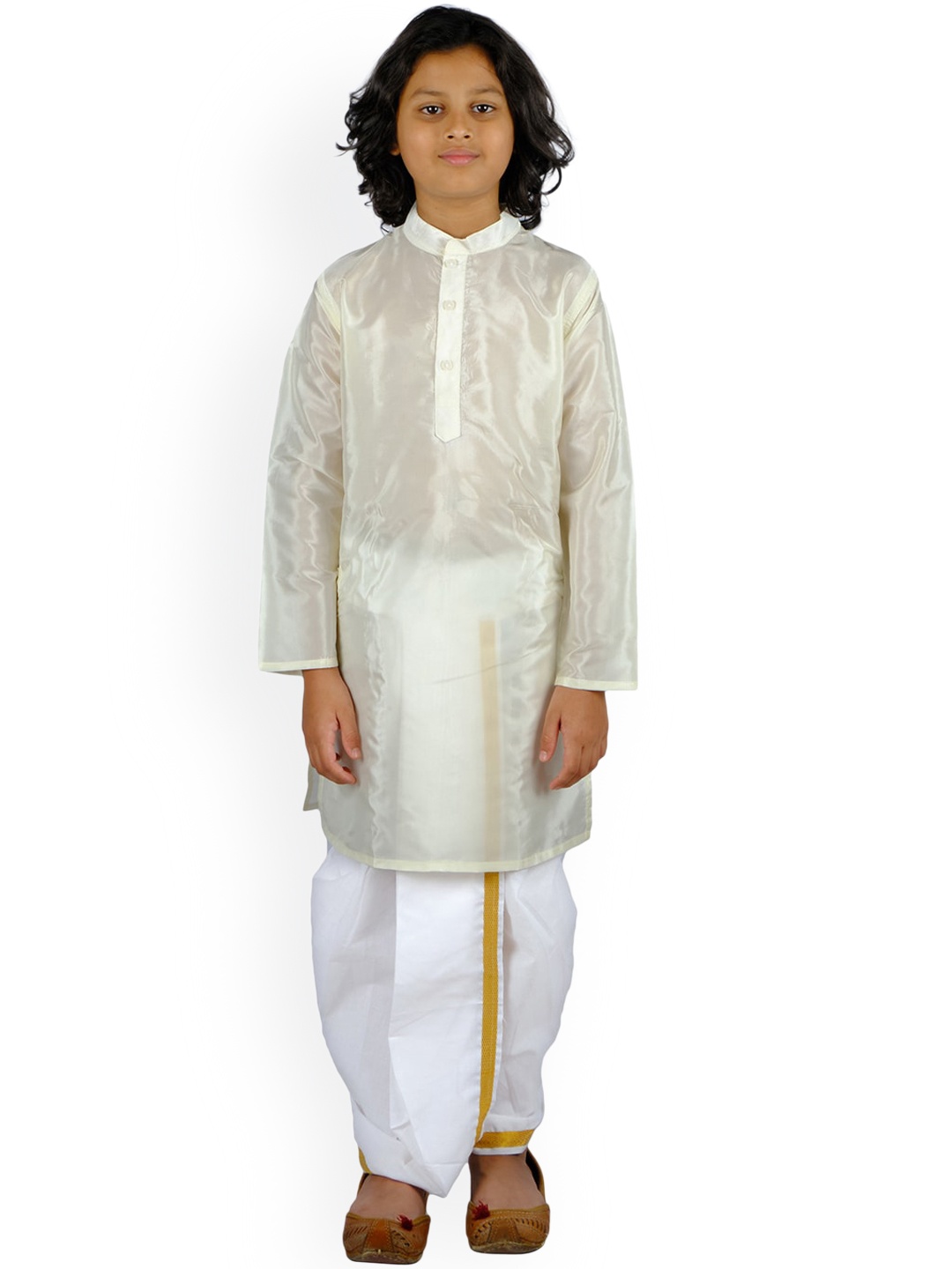 

Sethukrishna Boys Cream-Coloured Kurta with Dhoti Pants