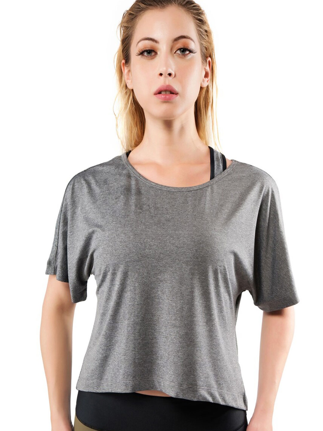 

Wearjukebox Grey Solid Round Neck Regular Fit Crop Top