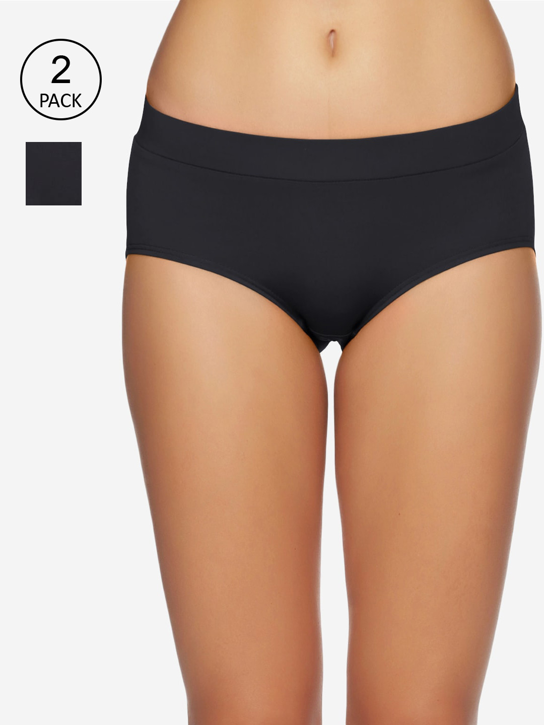 

Tailor & Circus Women Pack Of 2 Black Solid Anti-Bacterial Hipster Briefs