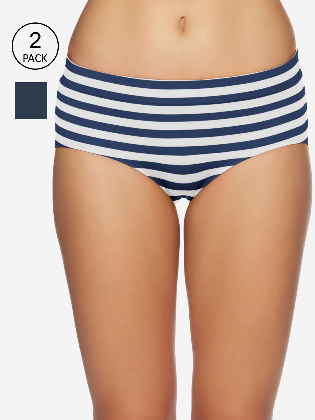 

Tailor & Circus Women Set of 2 Anti-Bacterial Hipster Briefs IEHB_2PK_NA_BC, Navy blue