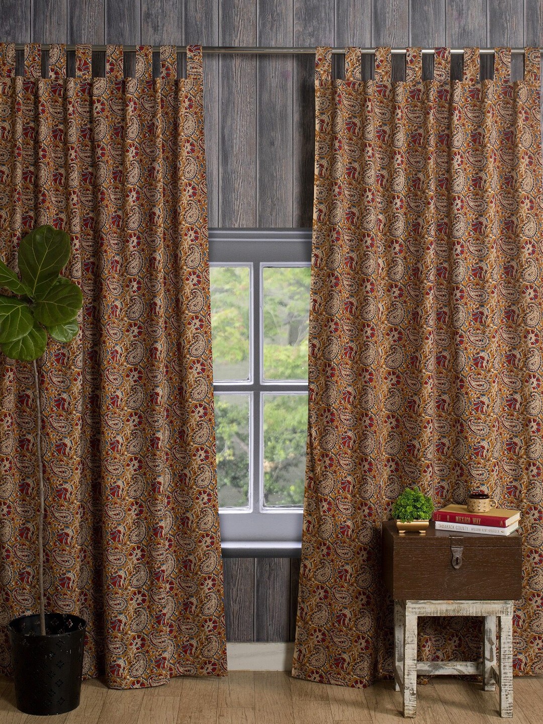 

HANDICRAFT PALACE Pack Of 2 Brown & Yellow Ethnic Motifs Pure Cotton Door Curtain