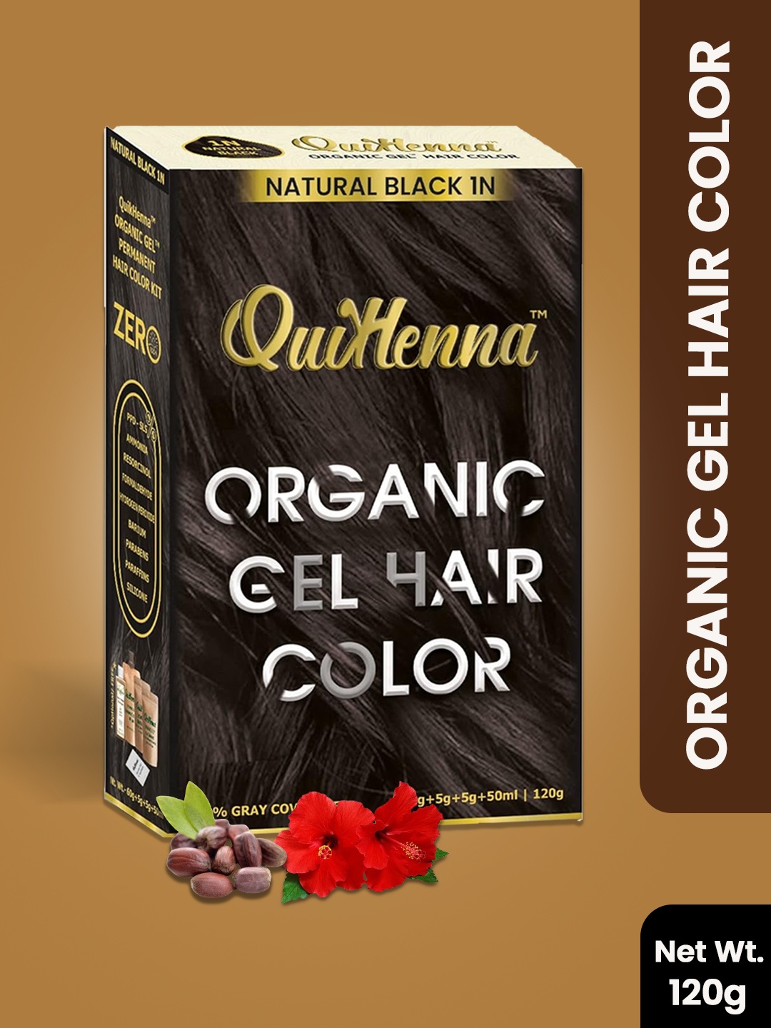 QUIKHENNA Black Damage-Free Gel Hair Color 1N 120 g