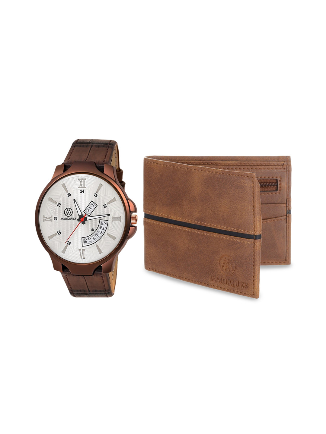 

MARKQUES Men Brown Watch and Wallet Combo Accessory Gift Set