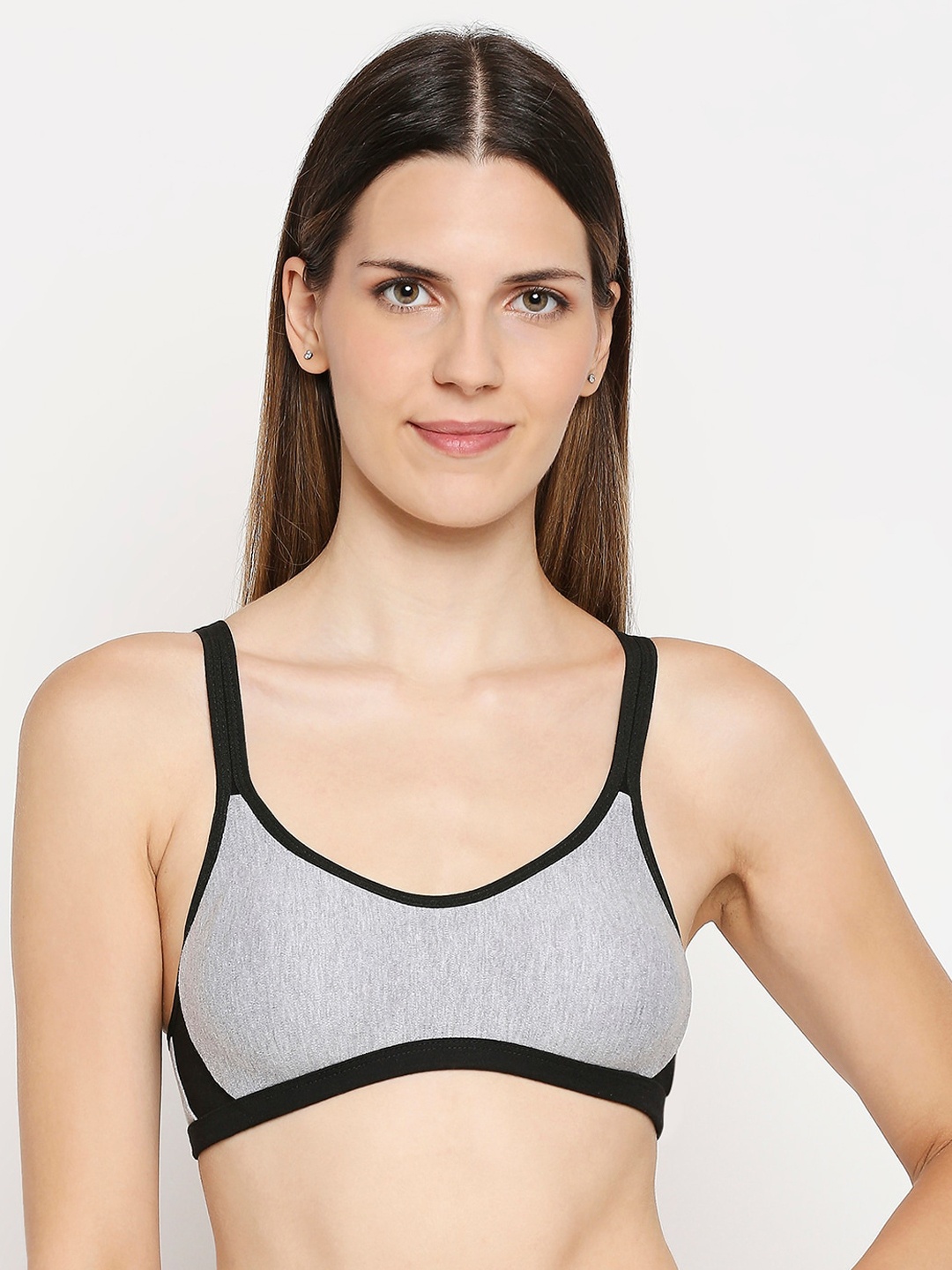 

Lady Love Grey & Black Solid Non Padded Cotton Bra
