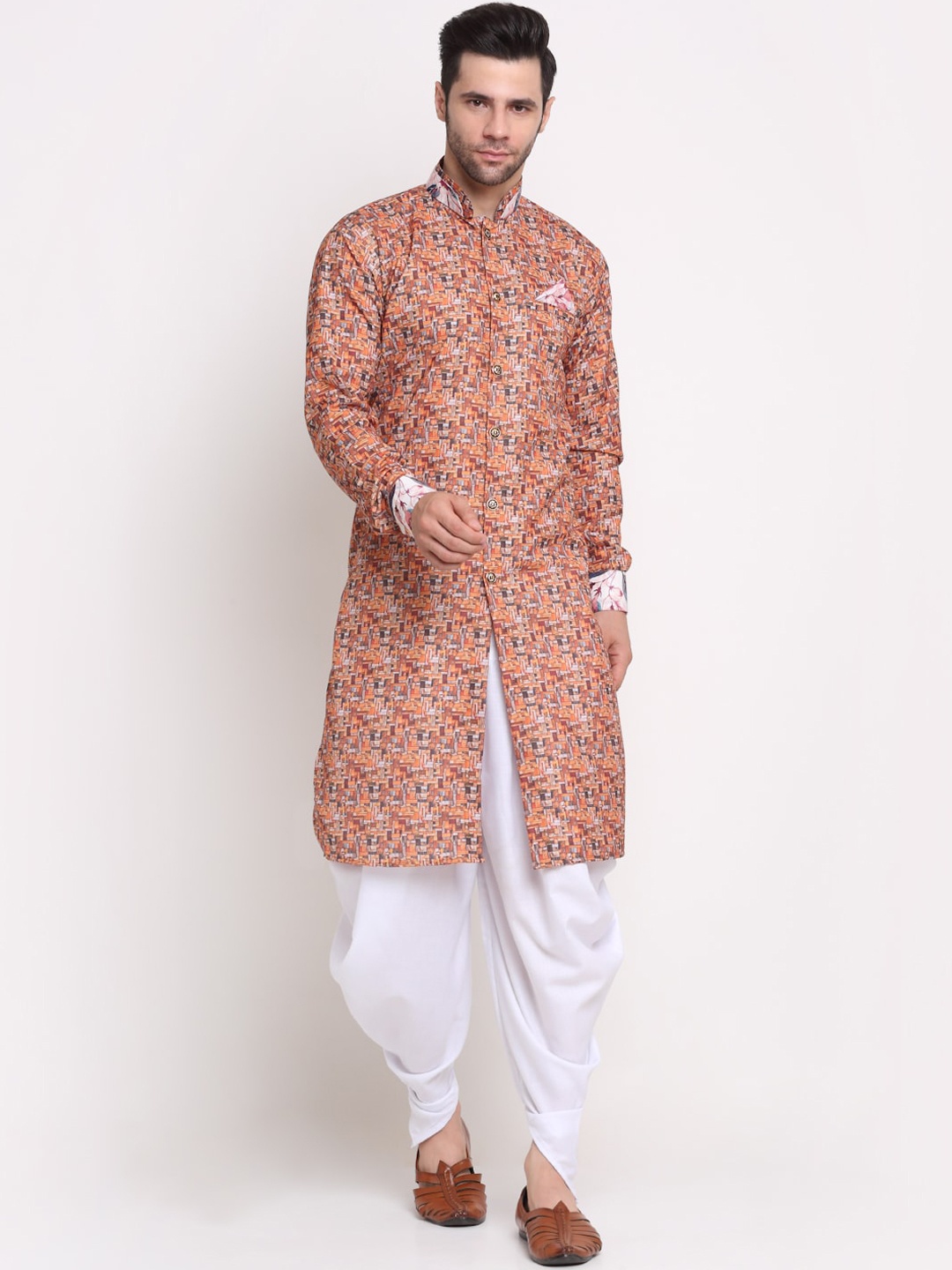 

Benstoke Men Brown Printed Sherwani Set