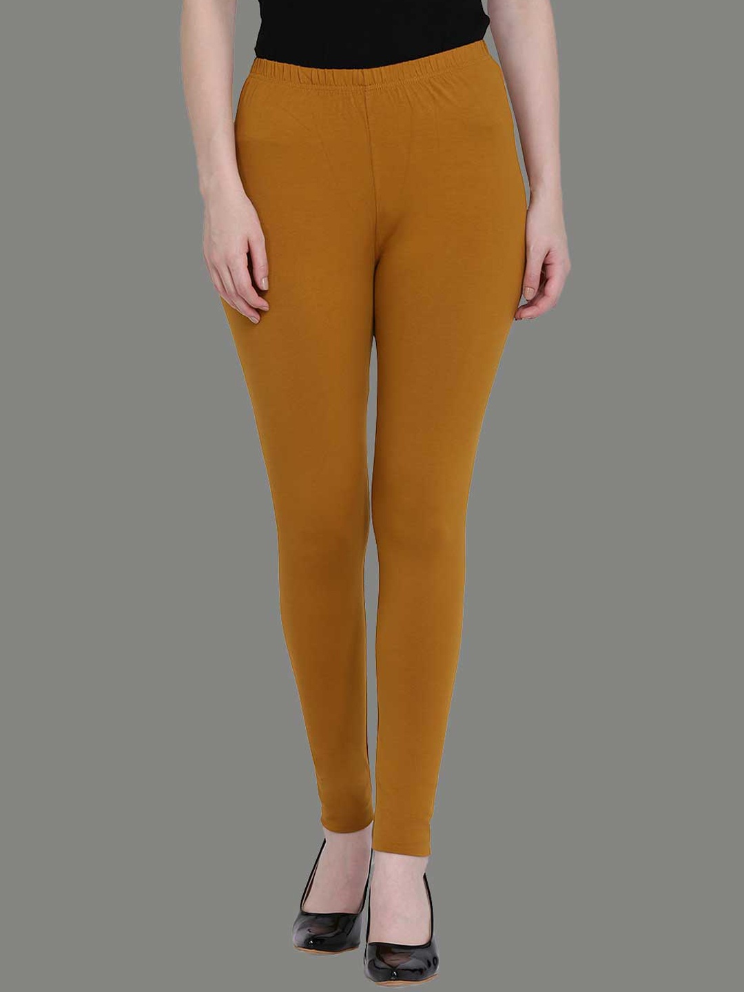 

SPIFFY Women Mustard Yellow Solid Ankle-Length Leggings