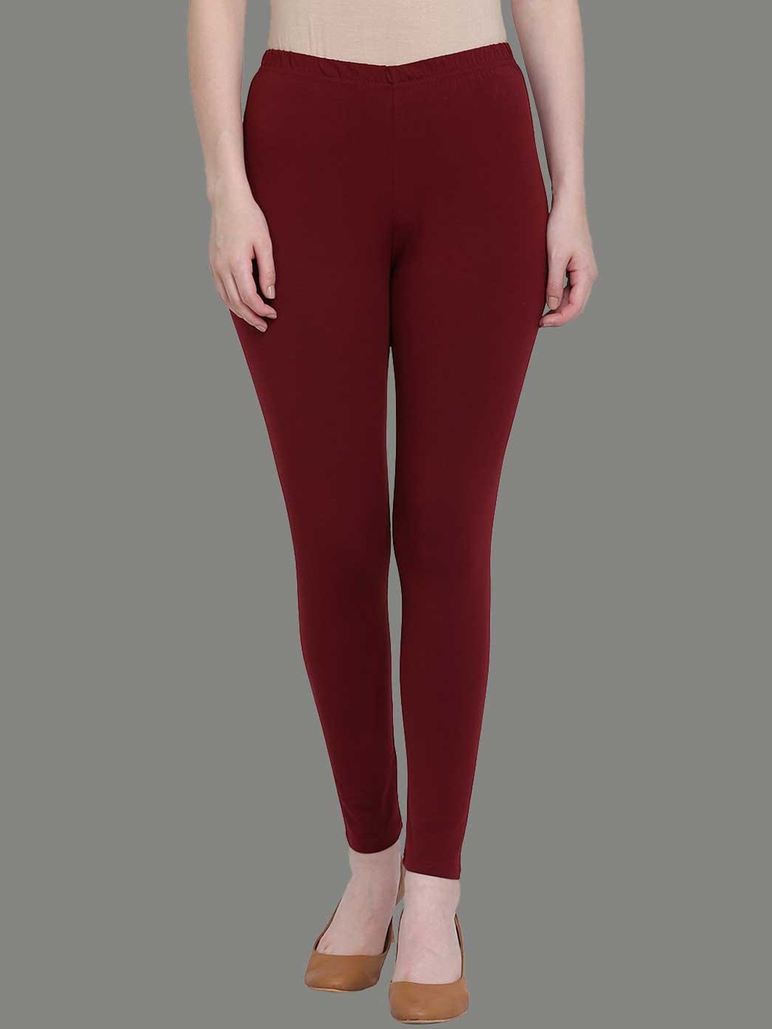 

SPIFFY Women Burgundy-Coloured Solid Ankle-Length Leggings