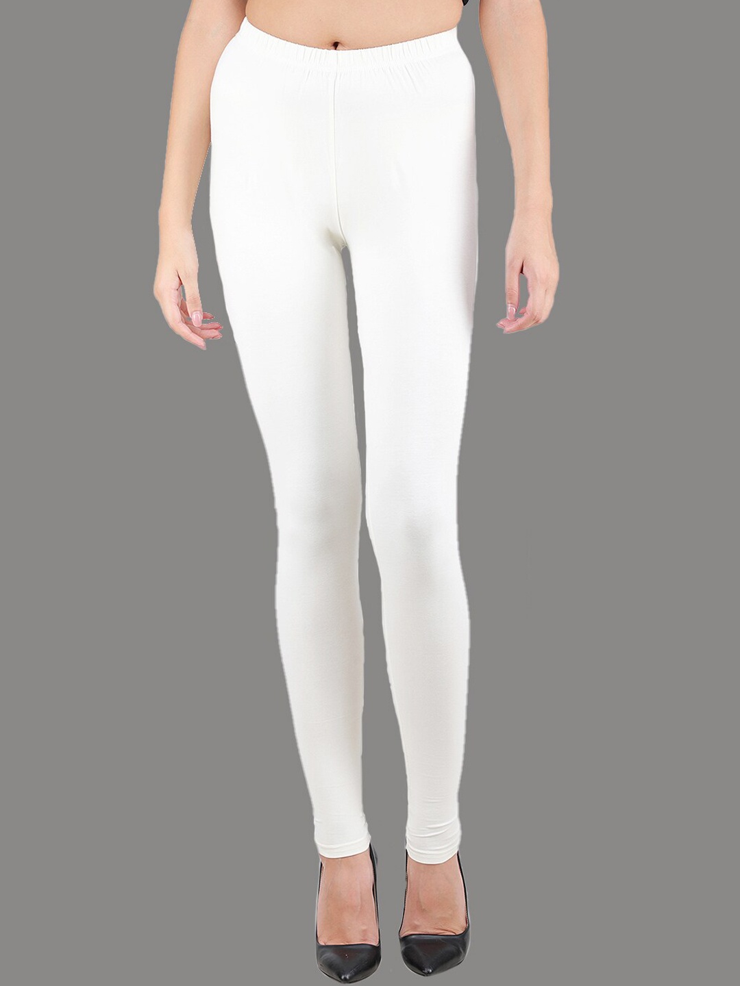 

SPIFFY Women Off White Solid Ankle-Length Leggings