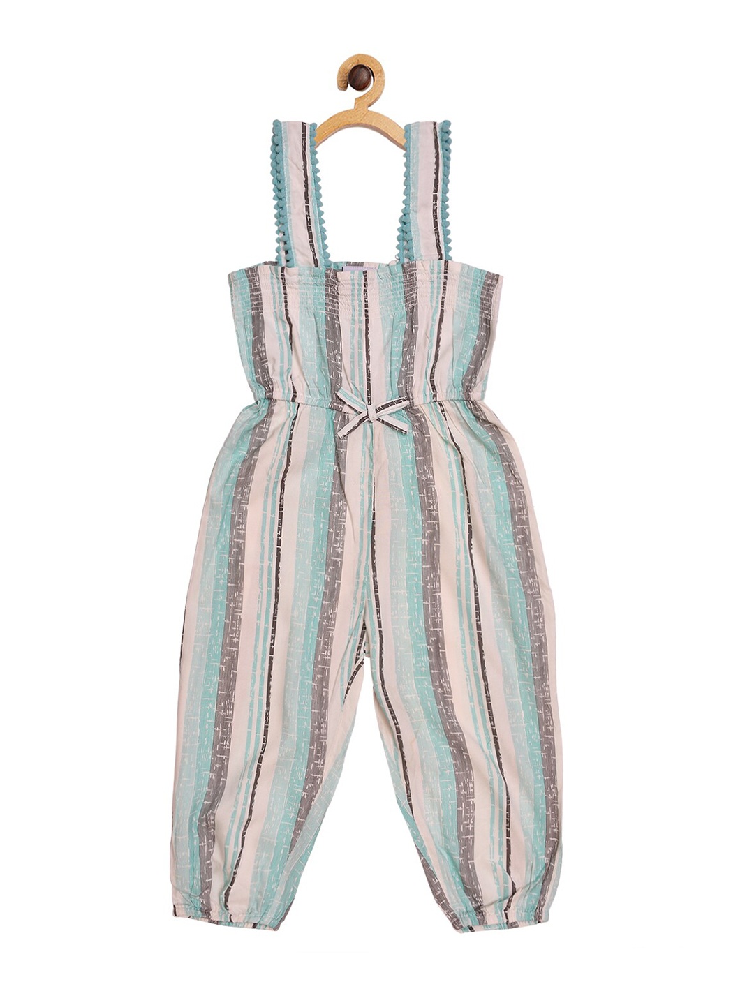 

Creative Kids Girls Turquoise Blue & Grey Printed Basic Jumpsuit