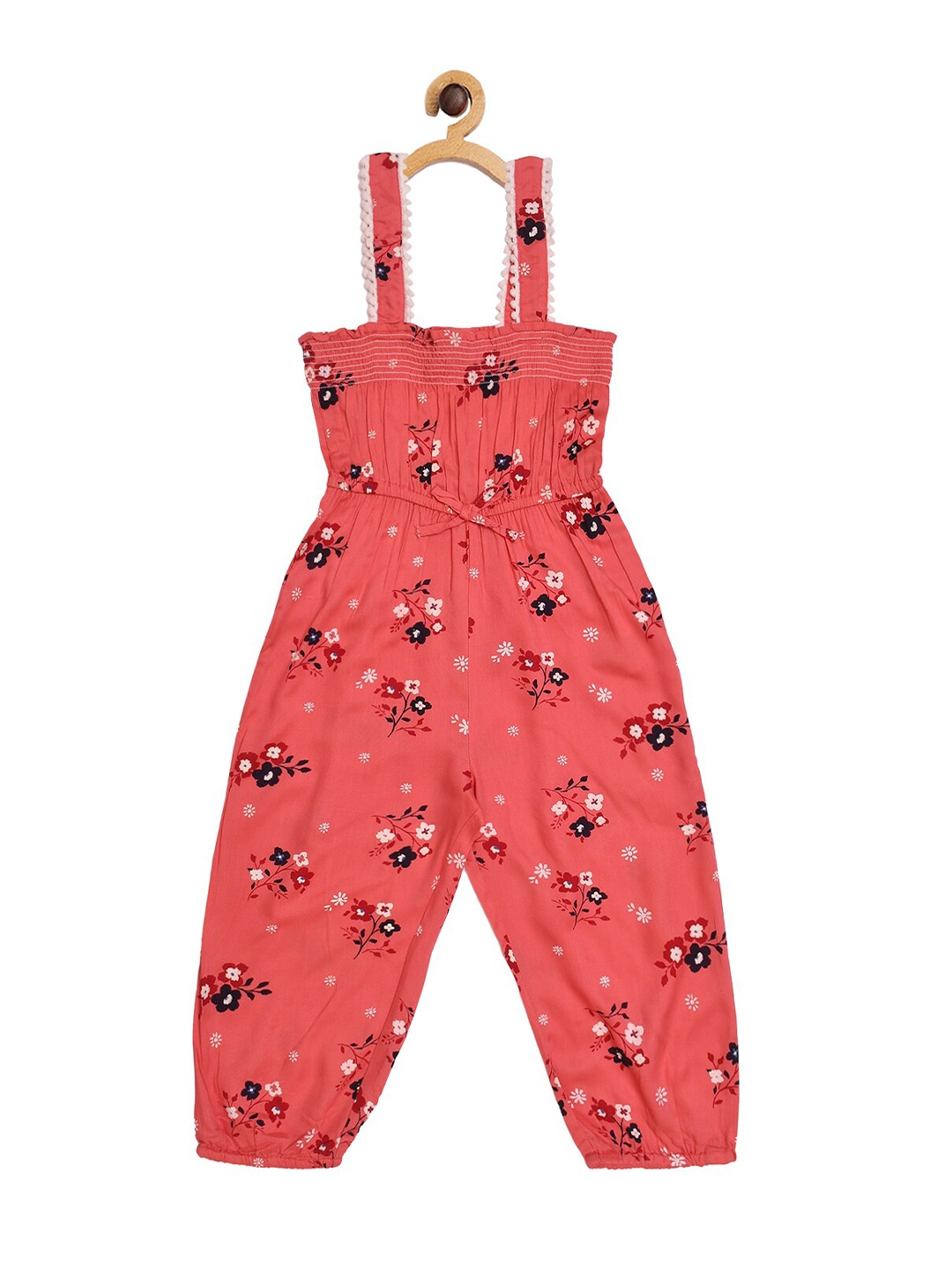 

Creative Kids Girls Pink & White Printed Basic Jumpsuit