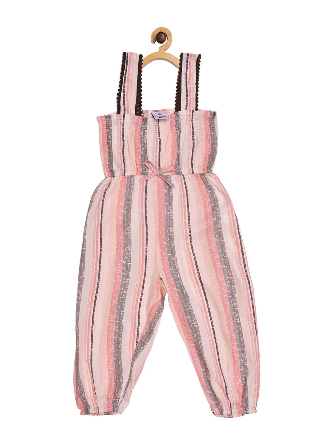 

Creative Kids Girls Pink & Grey Printed Basic Jumpsuit