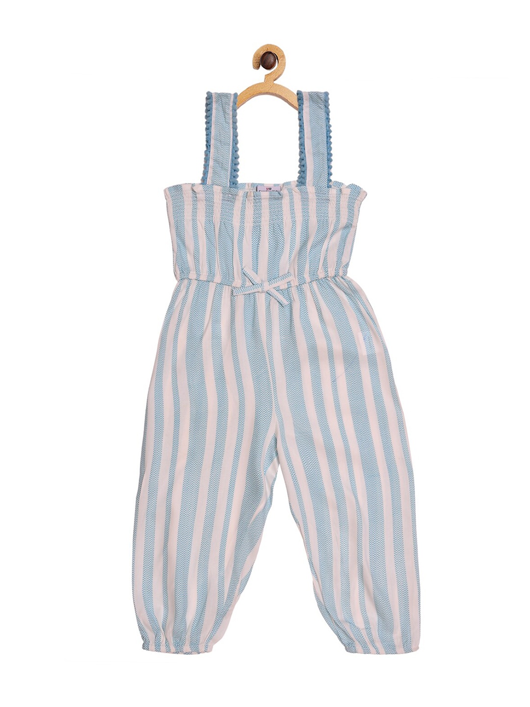 

Creative Kids Girls Turquoise Blue & Cream-Coloured Printed Basic Jumpsuit