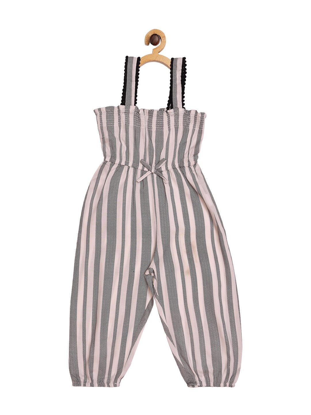 

Creative Kids Girls Black Striped Basic Jumpsuit
