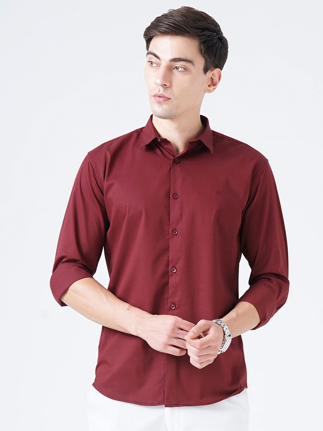 

SORATIA Men Maroon Slim Fit Casual Shirt