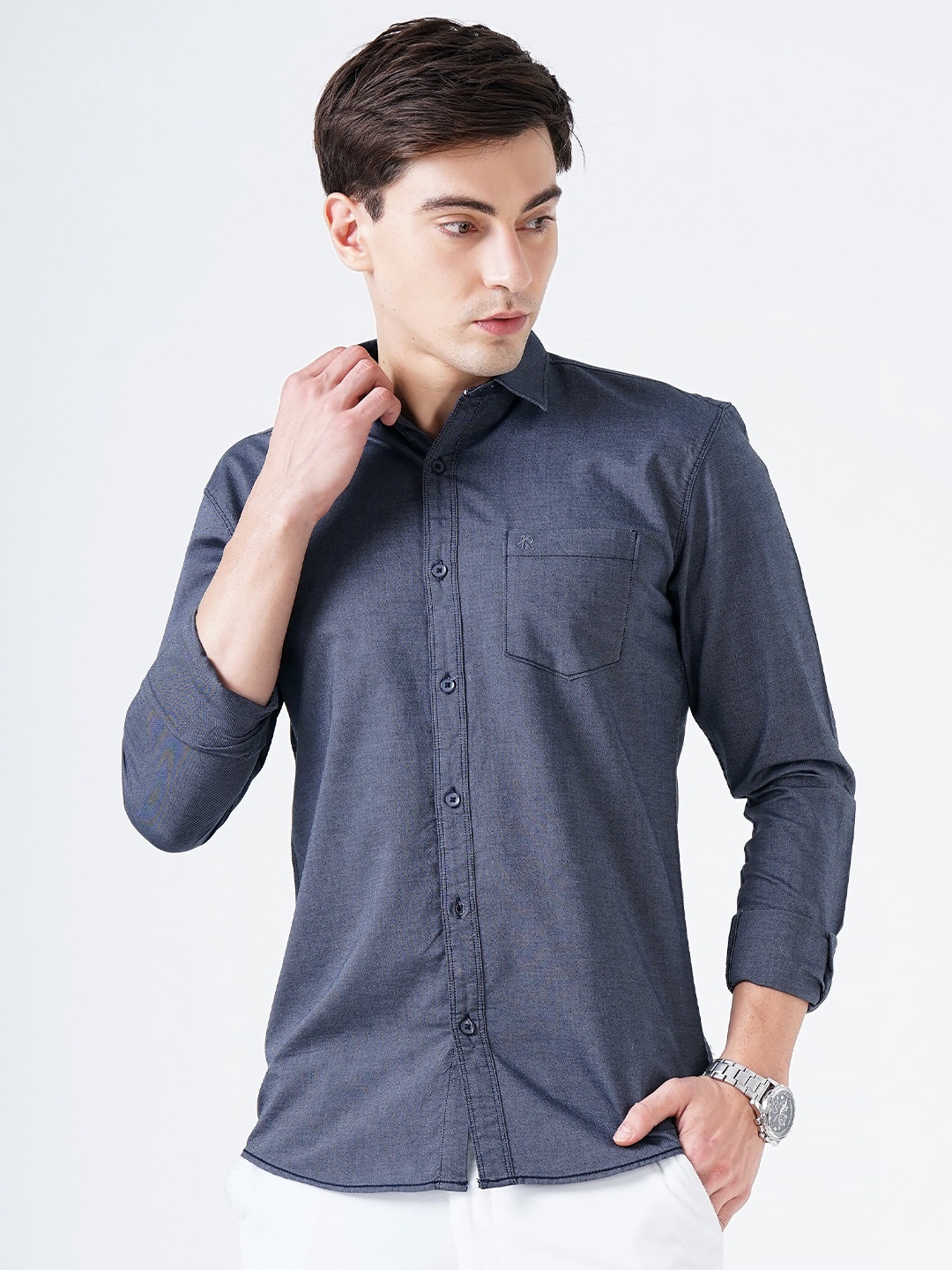 

SORATIA Men Charcoal Slim Fit Casual Shirt