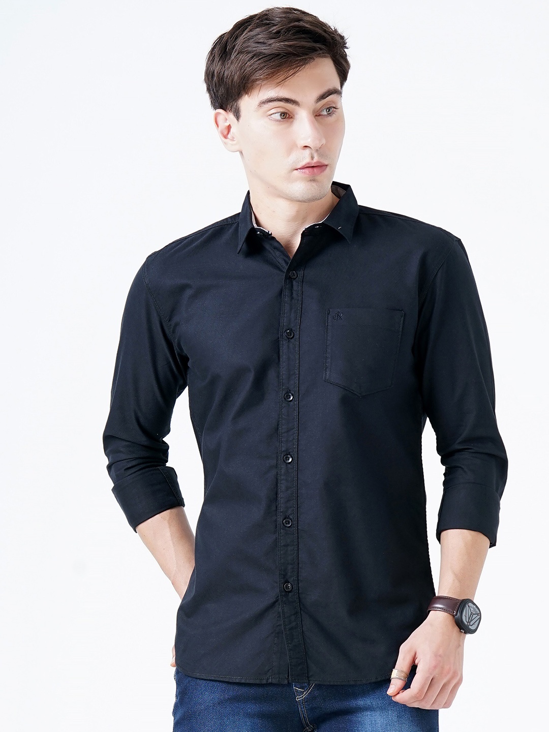 

SORATIA Men Black Slim Fit Casual Shirt