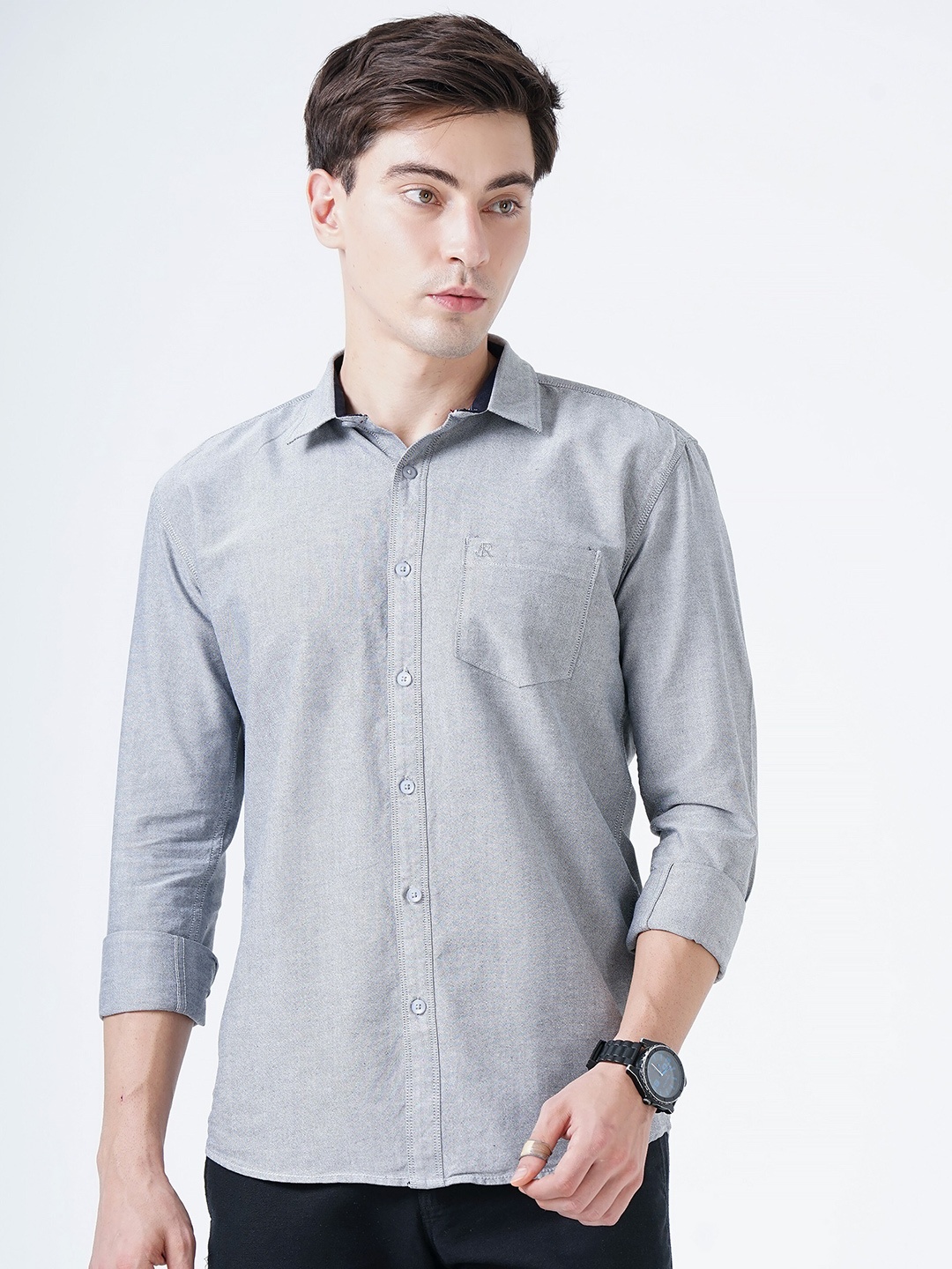 

SORATIA Men Grey Slim Fit Casual Shirt
