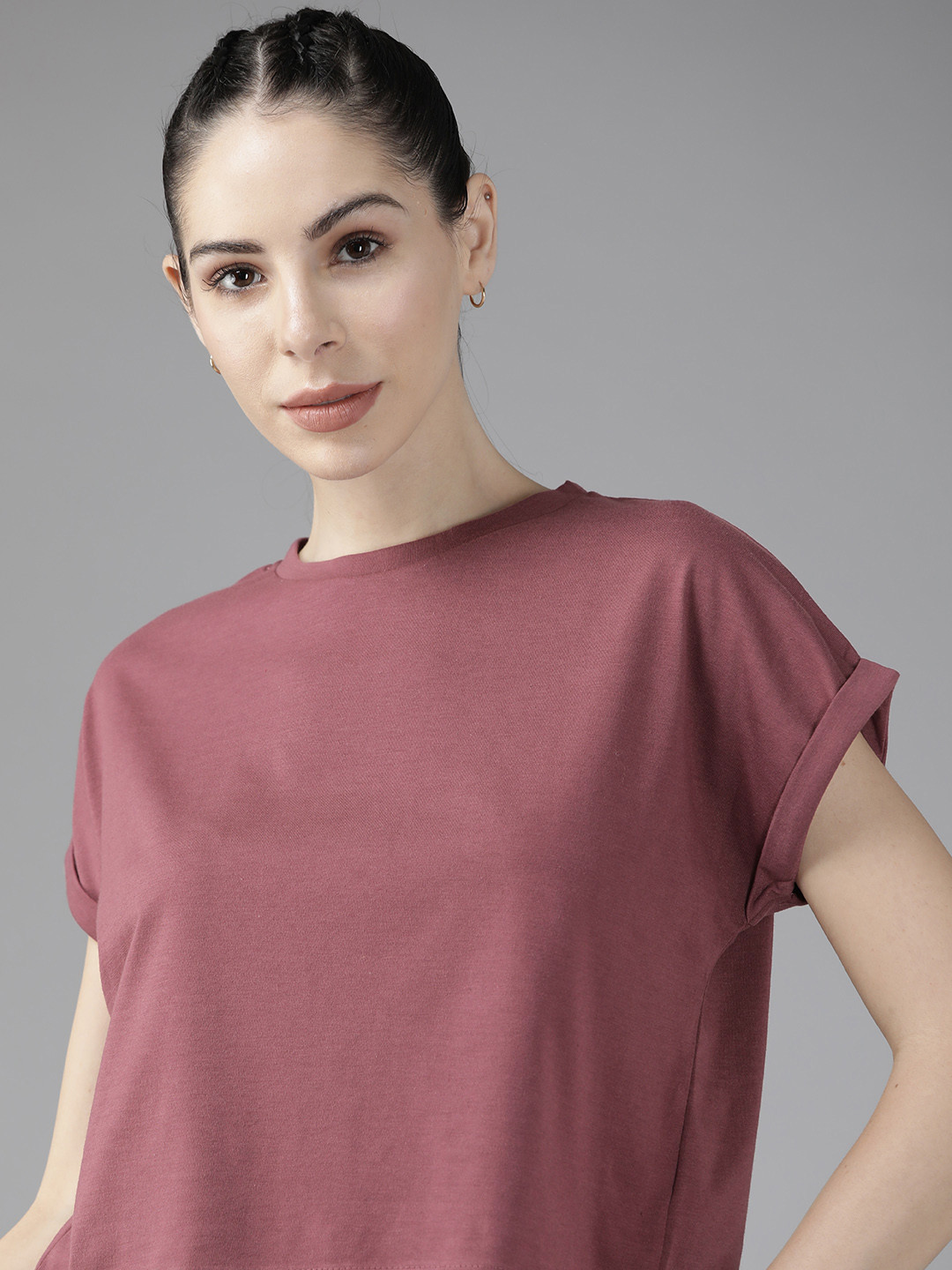 

Roadster Women Rose Extended Sleeves Oversized T-shirt