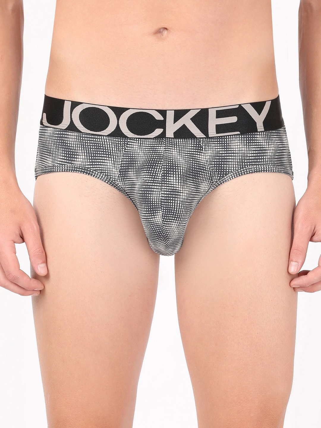 

Jockey Men Grey & White Checked Basic Briefs