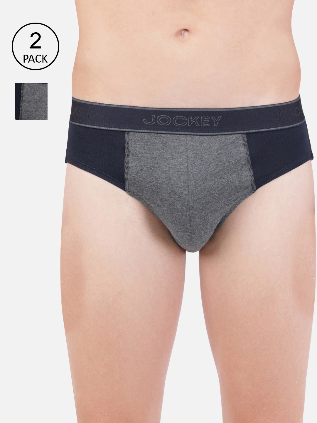 

Jockey Men Pack Of 2 Solid Basic Briefs, Navy blue