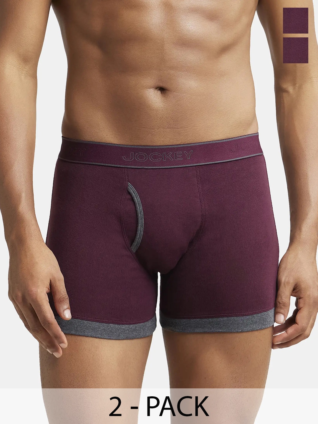 

Pack Of 2 Super Combed Cotton Rib Solid Boxer Brief with StayFresh Treatment-1017, Maroon