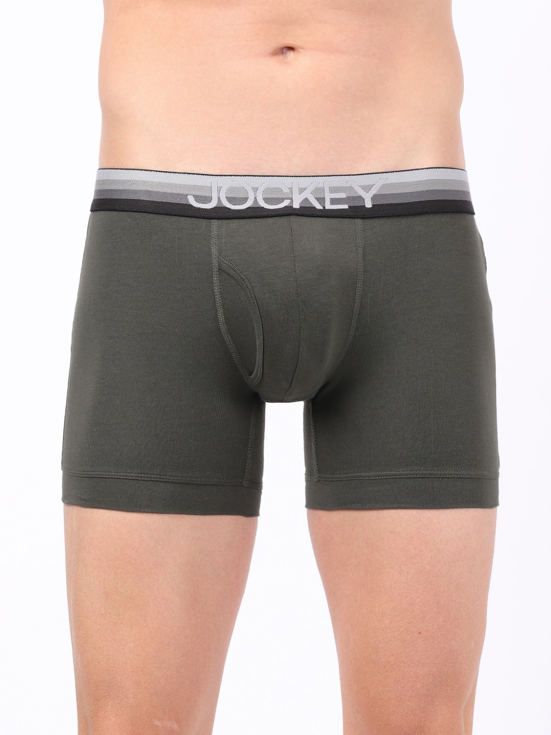 

Jockey Men Olive Grey Solid Boxer Style Briefs