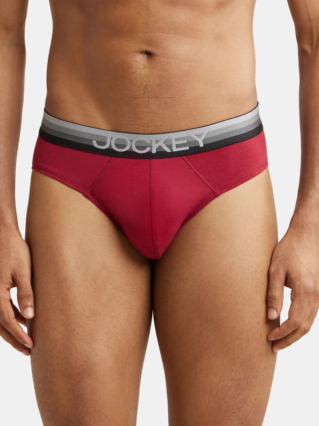 

Jockey Super Combed Cotton Stretch Solid Brief with Ultrasoft Waistband-US07, Red