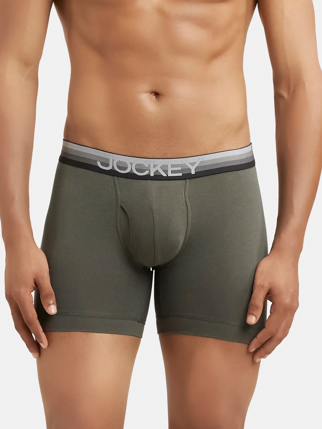 

Jockey Men Olive Grey Solid Basic Briefs