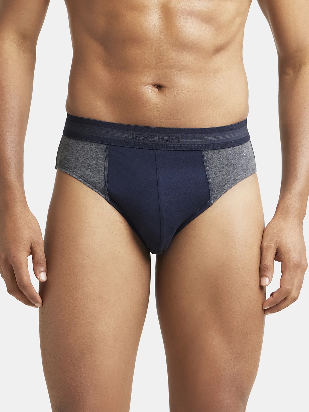 

Jockey Men Grey Solid Pure Cotton Basic Briefs