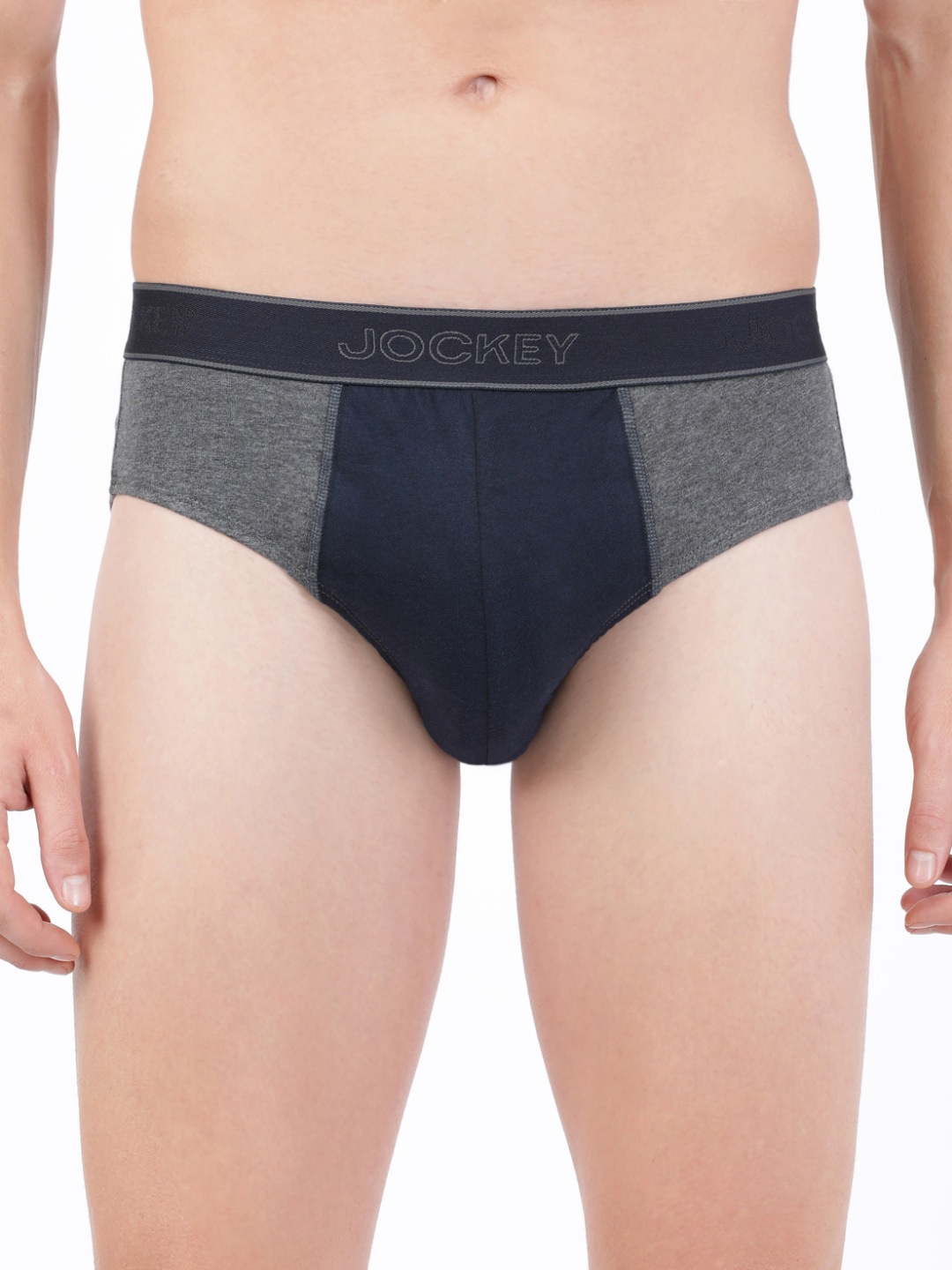 

Jockey Men Colourblocked Pure Cotton Basic Briefs 1011-0105-DN-CM, Navy blue