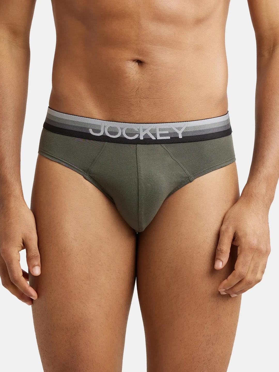 

Jockey Men Olive Grey Solid Basic Briefs