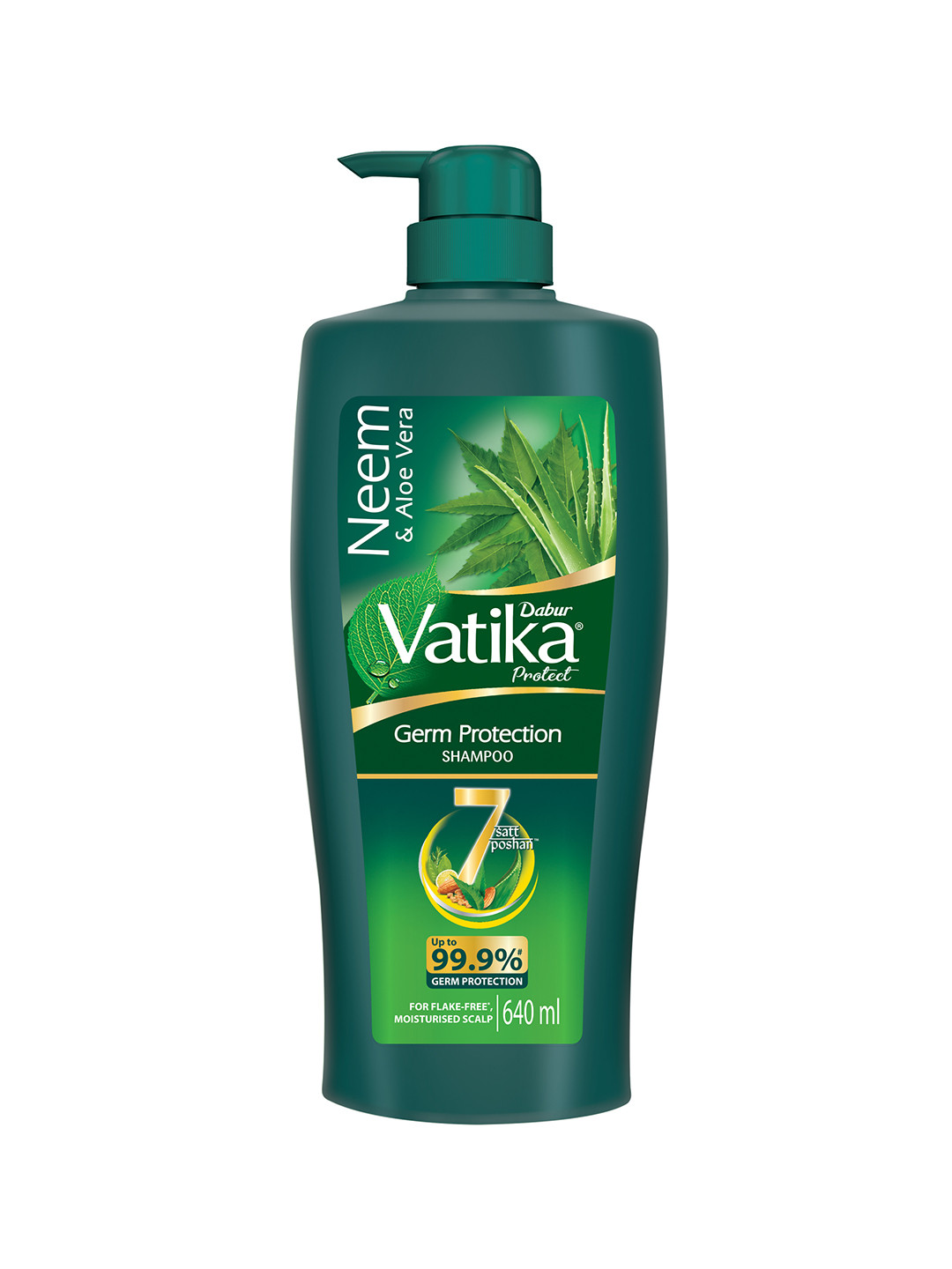 

Dabur Vatika Germ Protection Shampoo with Neem & Aloevera - 640 ml, Green