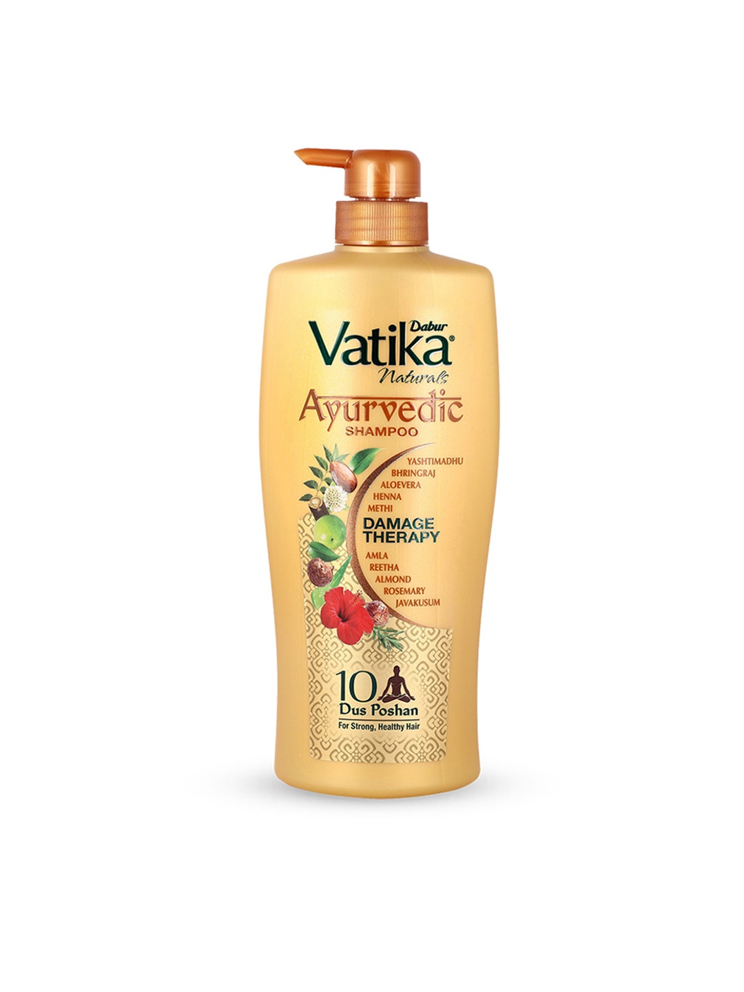 

Dabur Vatika Ayurvedic Shampoo Damage Therapy with 10 Natural Herbs - 640ml, Brown