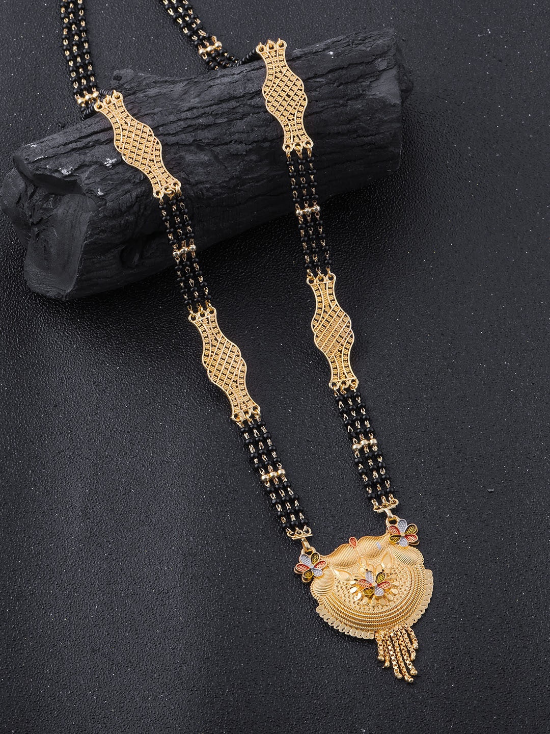 

Brandsoon Gold-Plated Black Beaded Mangalsutra
