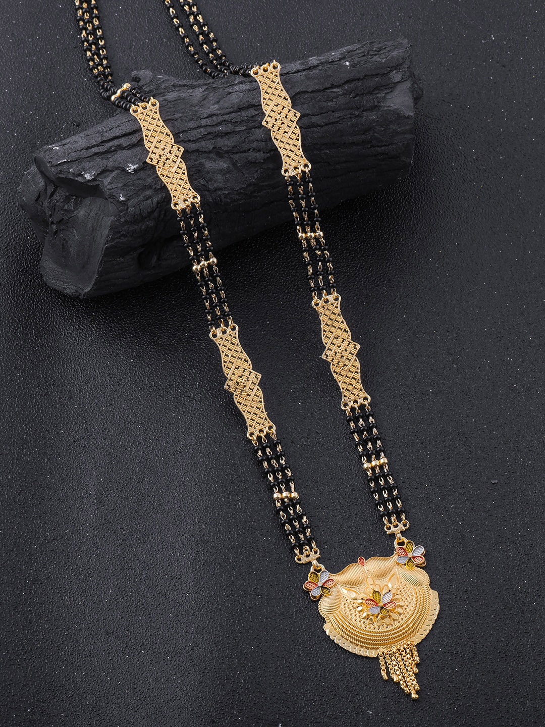 

Brandsoon Gold-Plated Black Beaded Mangalsutra