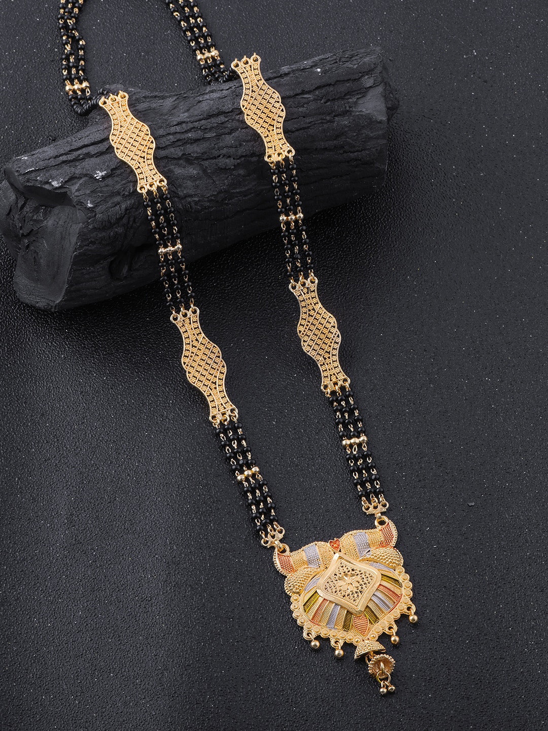 

Brandsoon Gold-Plated Black Beaded Mangalsutra