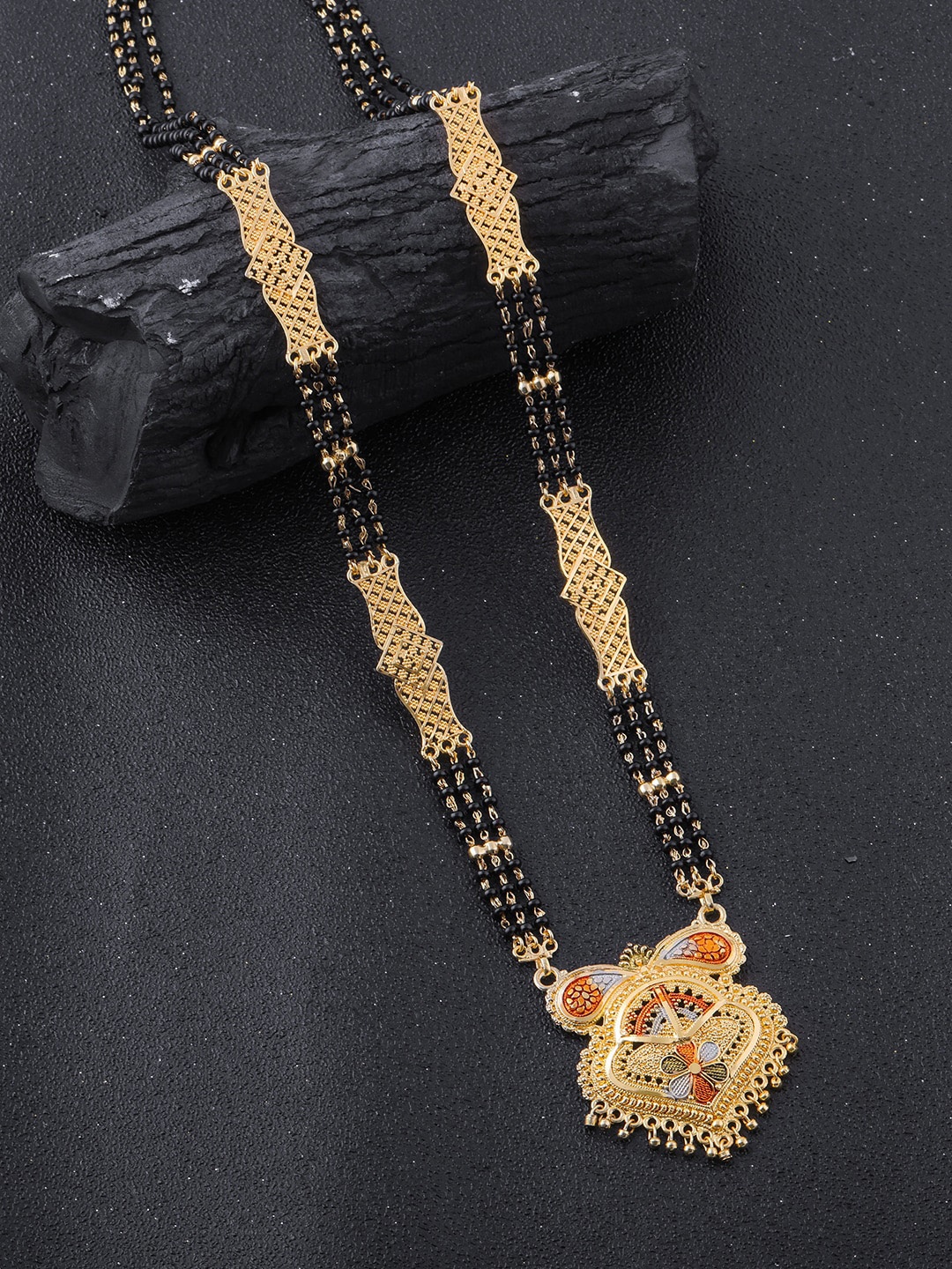 

Brandsoon Gold-Plated Black Beaded Mangalsutra
