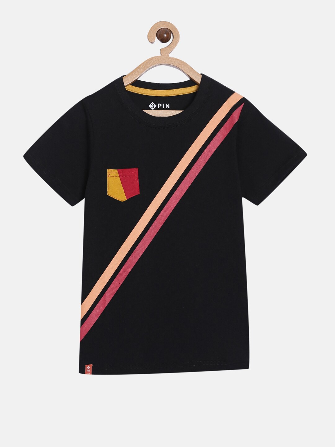 

3PIN Boys Black Typography T-shirt
