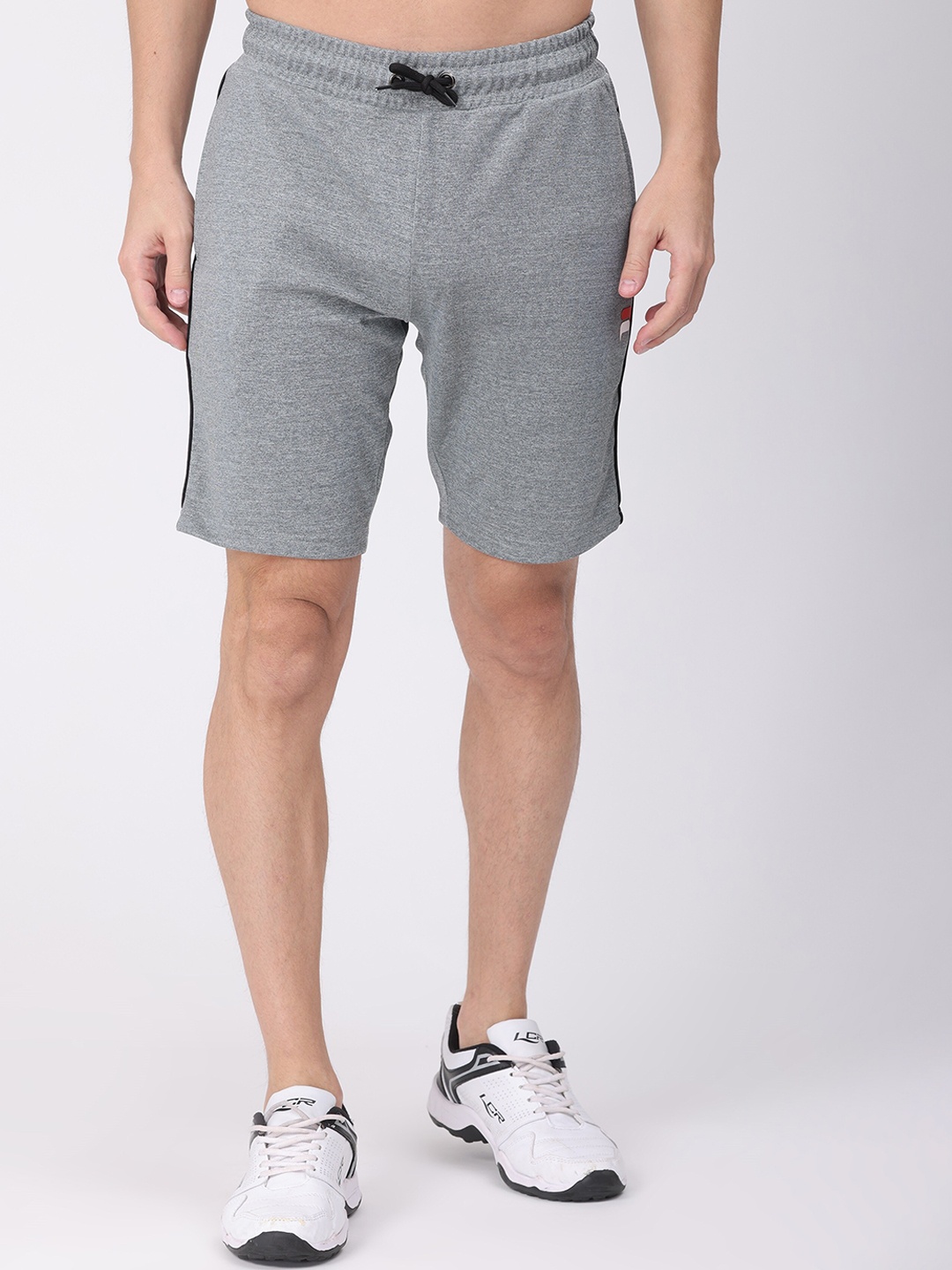 

POLONIUM Men Grey Melange Shorts
