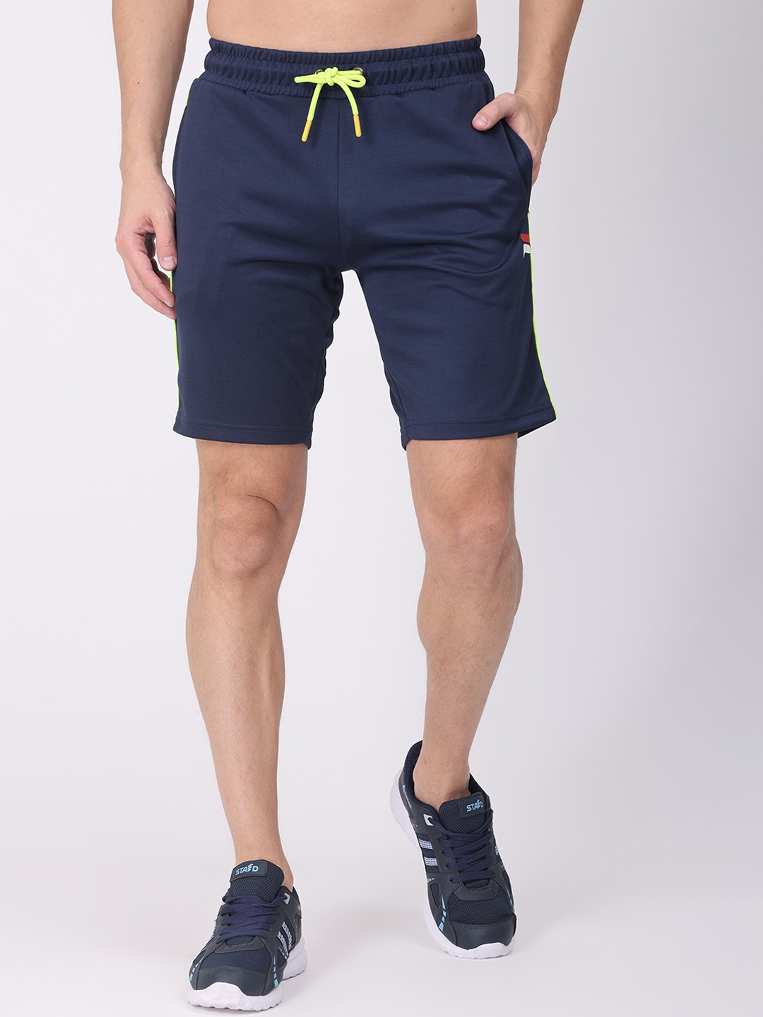 

POLONIUM Men Navy Blue Sports Shorts